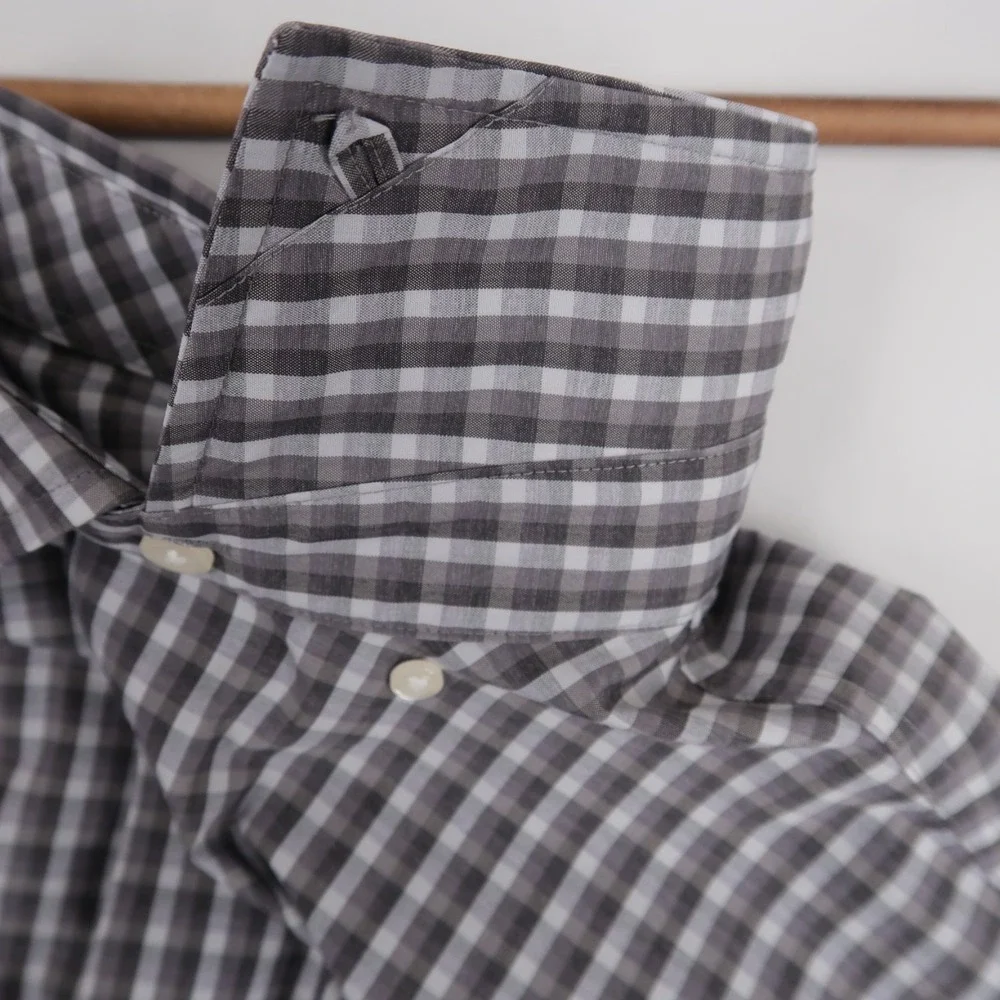 Johnnie-O Leonard Shirt Mens M Gray Check Prep Formance Long Sleeve Button Down - Picture 4 of 10